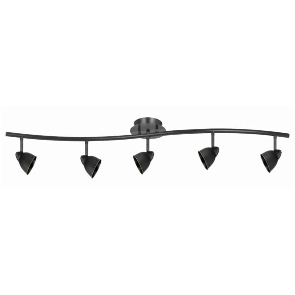 5 Light 120V Metal Track Light Fixture with Round Shade, Black