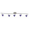5 Light 120V Metal Track Light Fixture with Textured Shade, Silver and Blue