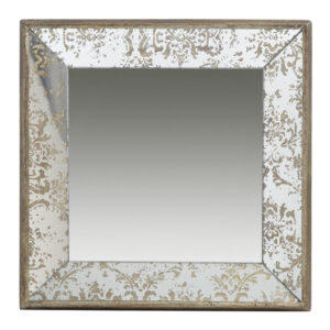Filo 15 Inch Square Accent Wall Mirror, Raised Edges, Silver Wood Frame