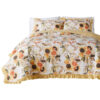 Kelsa 2 Piece Twin Quilt Set with Pillow Sham, Cotton, Ruffled Border, Gold