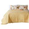 Kelsa 2 Piece Twin Quilt Set with Pillow Sham, Cotton, Ruffled Border, Gold