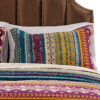 Tribal Motif Print Cotton Twin Quilt Set with 1 Pillow Sham, Multicolor