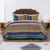 Tribal Motif Print Cotton Twin Quilt Set with 1 Pillow Sham, Multicolor