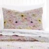 Milan 3 Piece Microfiber Blooming Flower Pattern Queen Quilt Set, White and Pink
