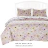 Milan 3 Piece Microfiber Blooming Flower Pattern Queen Quilt Set, White and Pink