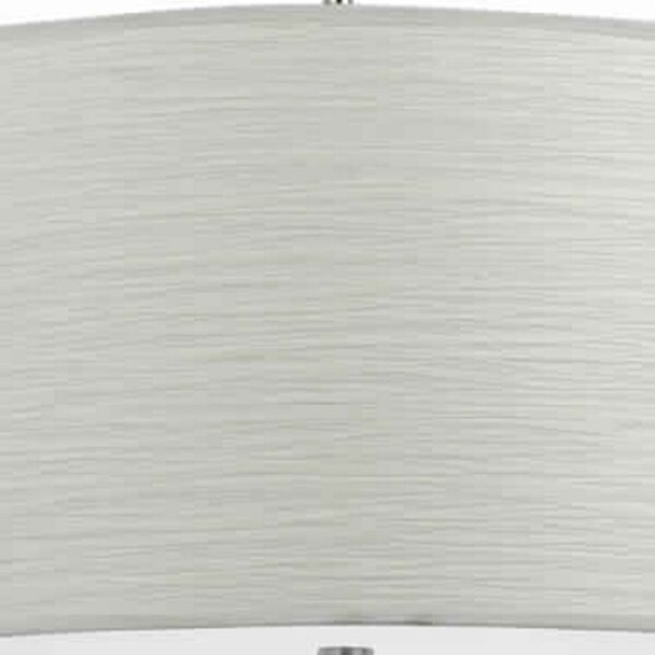 Drum Style Pendant Fixture with Fabric Shade and Brushed Details, White