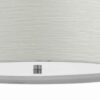 Drum Style Pendant Fixture with Fabric Shade and Brushed Details, White