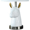 Metal Table Lamp with Llama Animal Head, White