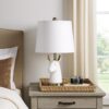 Metal Table Lamp with Llama Animal Head, White