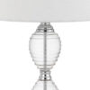 23 Inch Hourglass Ribbed Glass Base Table Lamp, Dimmer, Clear