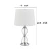 23 Inch Hourglass Ribbed Glass Base Table Lamp, Dimmer, Clear