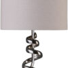 Table Lamp with Curved Abstract Metal Base, Silver