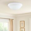 Dome Shaped Glass Ceiling Lamp with Hardwired Switch, White and Clear