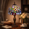 Metal Body Tiffany Table Lamp with Butterfly Design Shade, Multicolor
