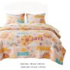 Berlin 2 Piece Microfiber Rainbows and Clouds Print Twin Quilt Set, Beige