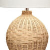 Cape 22 Inch Contemporary Rattan Table Lamp, Hand Woven, Linen Shade, Brown