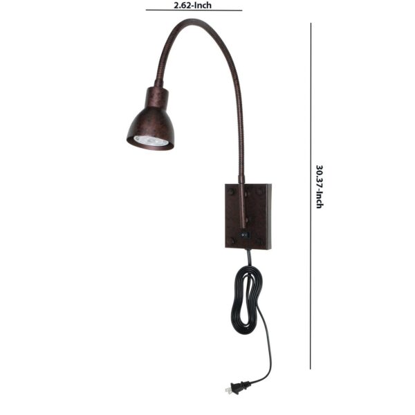 Metal Round Wall Reading Lamp with Plug In Switch, Bronze