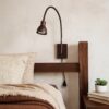Metal Round Wall Reading Lamp with Plug In Switch, Bronze