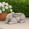 Antique Styled Raw Textured Polyresin Ideal Rabbit Planter, Medium, Gray