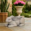 Antique Styled Raw Textured Polyresin Ideal Rabbit Planter, Medium, Gray