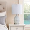20 Inch Glass Table Lamp, 9W LED, 3 Way Switch, Egg Shape, Silver