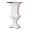14 Inch Decorative Ceramic Vase, Artistic Turned Urn, White and Gold Rim