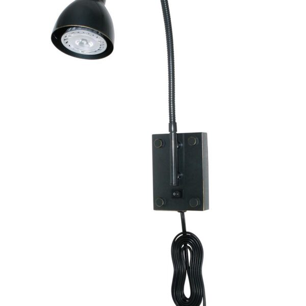 Metal Round Wall Reading Lamp with Plug In Switch, Black