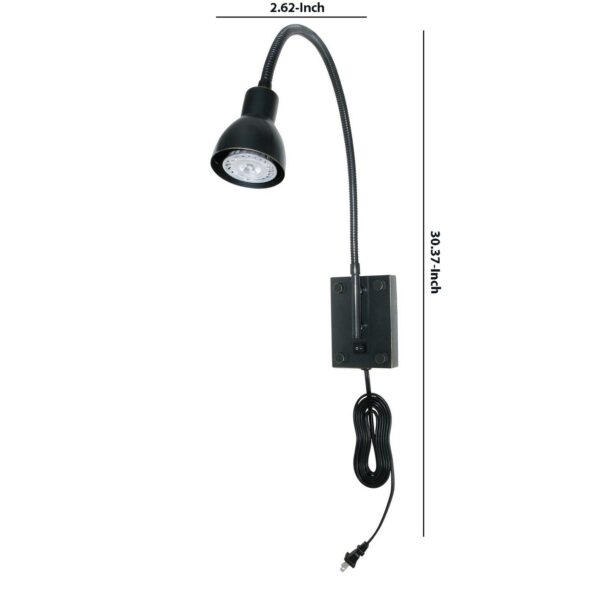 Metal Round Wall Reading Lamp with Plug In Switch, Black