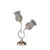 Metal Table Lamp with Floral Trumpet Shade and Crystal Accents, Gold