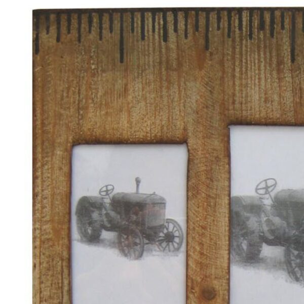 Rectangular Distressed Wooden Frame with 4 Photo Slots, Brown