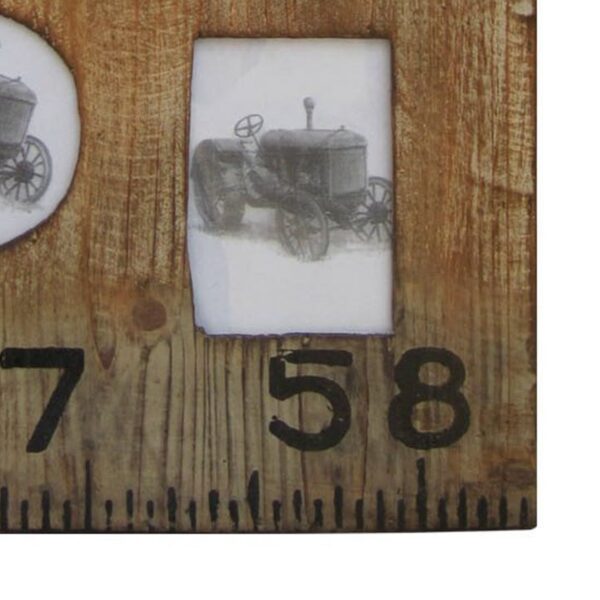 Rectangular Distressed Wooden Frame with 4 Photo Slots, Brown