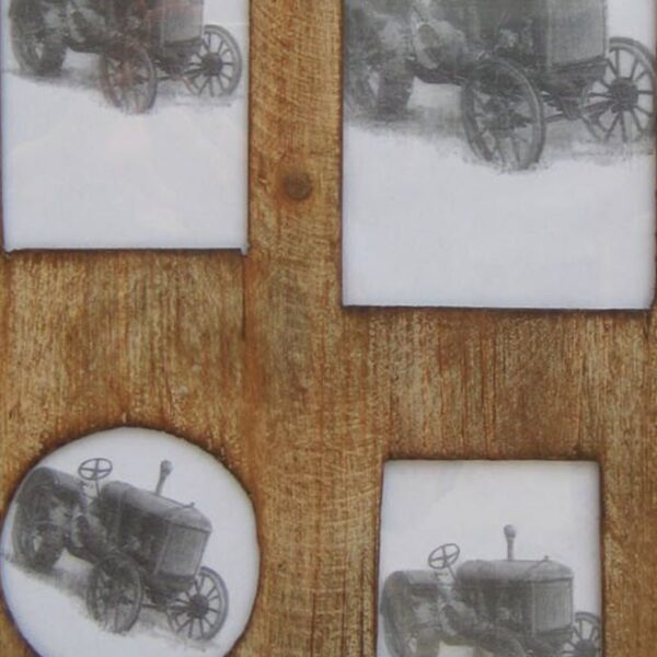 Rectangular Distressed Wooden Frame with 4 Photo Slots, Brown