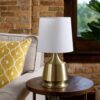 Table Lamp with Metal Bottle Shape Base, Antique Brass