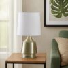 Table Lamp with Metal Bottle Shape Base, Antique Brass