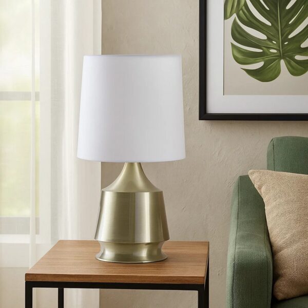 Table Lamp with Metal Bottle Shape Base, Antique Brass