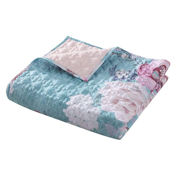 50 x 60 Inch Microfiber Throw Blanket, Floral Print, Blue, Pink, White