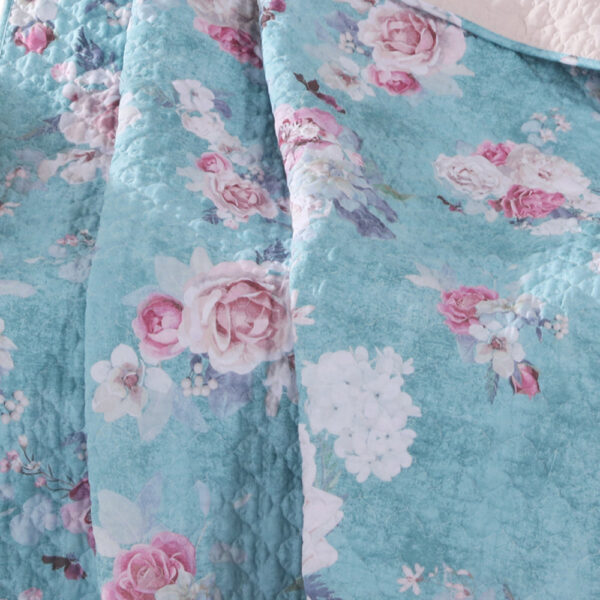50 x 60 Inch Microfiber Throw Blanket, Floral Print, Blue, Pink, White