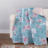 50 x 60 Inch Microfiber Throw Blanket, Floral Print, Blue, Pink, White