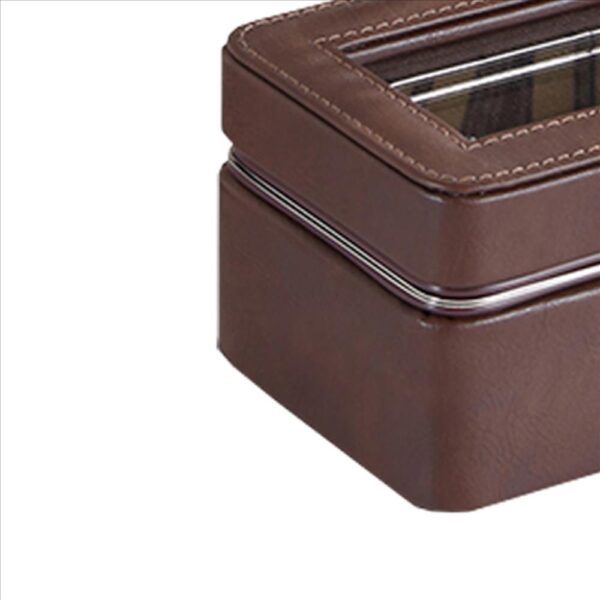 Watch Case with 4 Slots and Removable Cushions, Brown