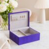 Jewelry Case with 2 Slots and Earrings Hanger, Blue