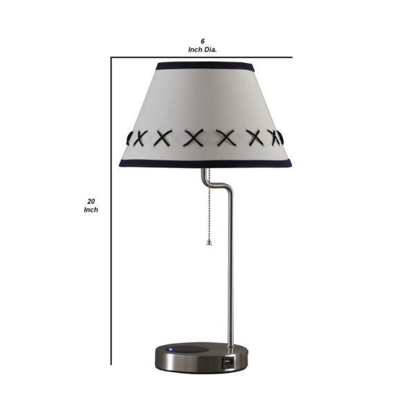 Table Lamp with Wireless Charging and USB Port, Silver