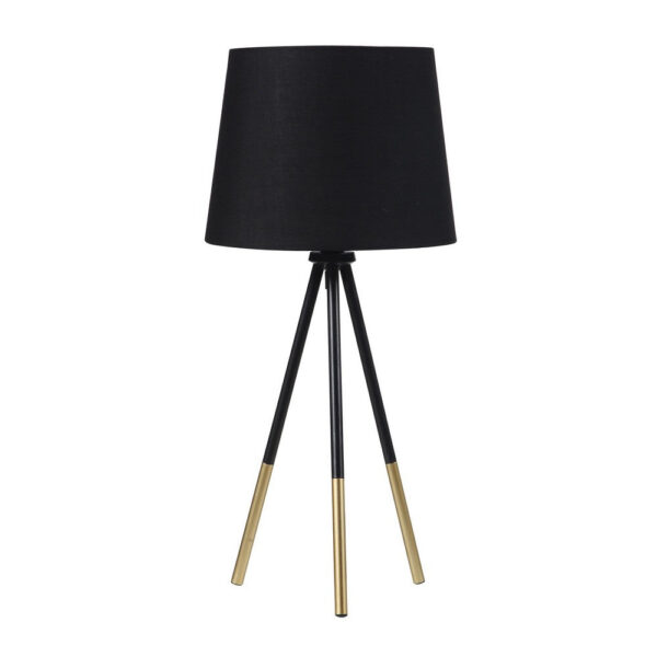 Table Lamp with Tripod Metal Base, Black and Gold