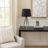 Table Lamp with Tripod Metal Base, Black and Gold