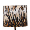 Fabric Wrapped Table Lamp with Striped Animal Print, Brown and Black