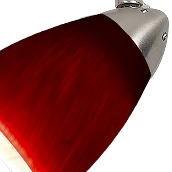 Hand Blown Glass Shade Track Light Head with Metal Frame, Red and Silver