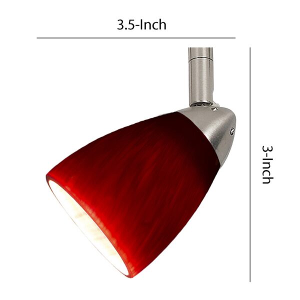 Hand Blown Glass Shade Track Light Head with Metal Frame, Red and Silver
