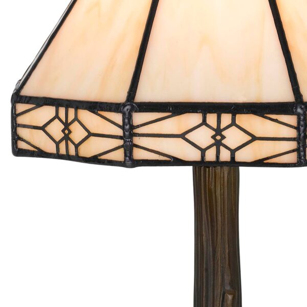 Tree Like Metal Body Tiffany Table lamp with Conical Shade,Beige and Bronze