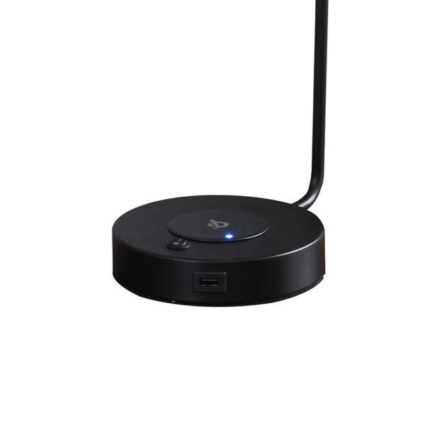 15 Inch Metal Table Lamp, Adjustable Shade, Wireless Charging, Black