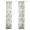 Geo 84 Inch Window Curtains, White Blue Polyester, Seashells Ferns Print