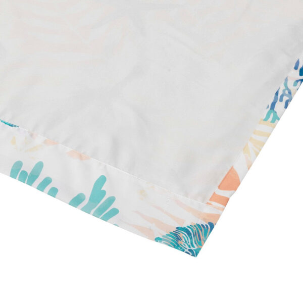 Geo 84 Inch Window Curtains, White Blue Polyester, Seashells Ferns Print